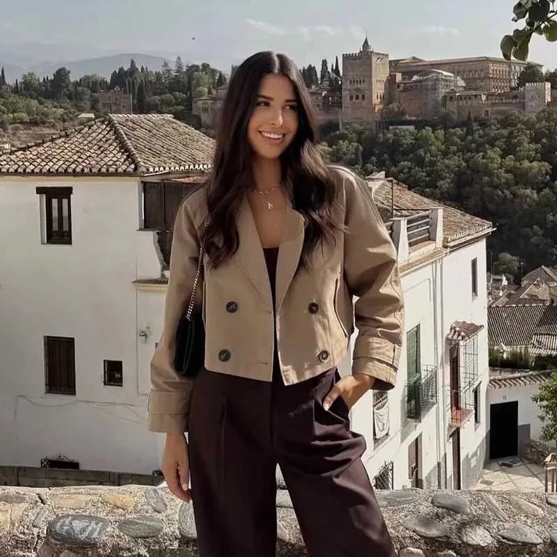 Carmen Cropped Double Breasted Trench Coat