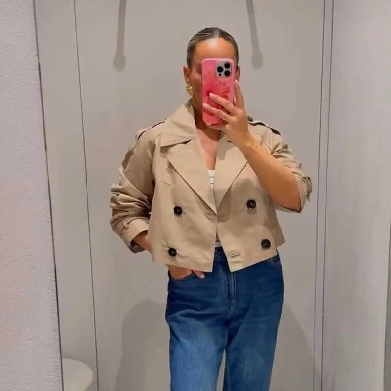Carmen Cropped Double Breasted Trench Coat