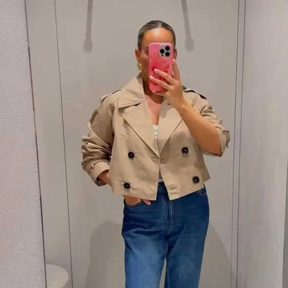 Carmen Cropped Double Breasted Trench Coat