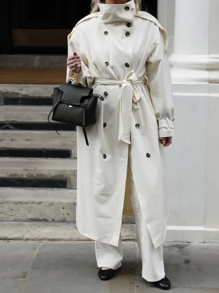 Amanda High Neck Belted Trench Coat