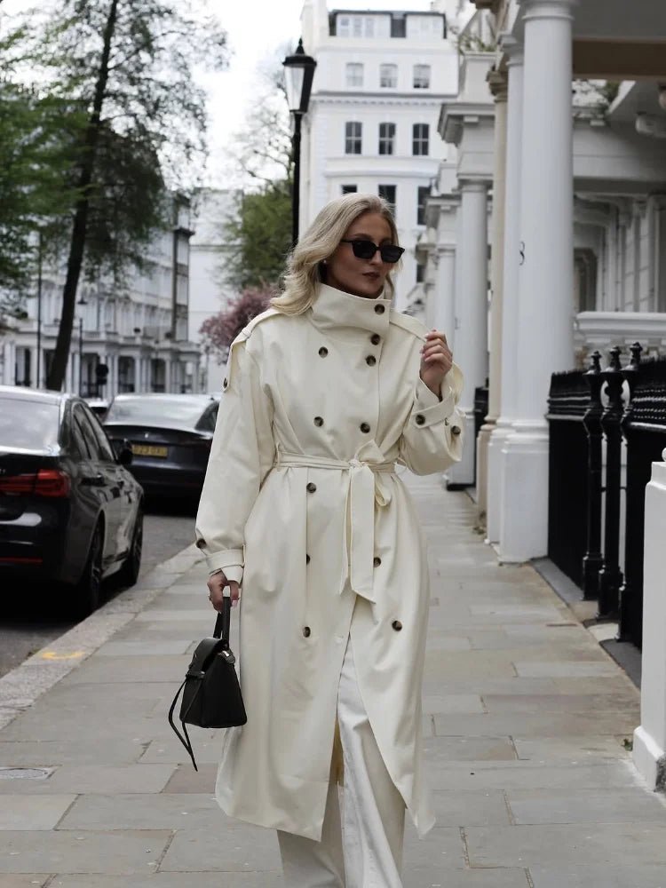 Amanda High Neck Belted Trench Coat
