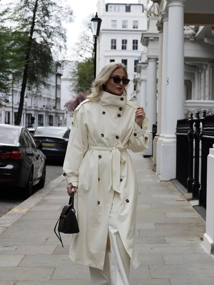 Amanda High Neck Belted Trench Coat