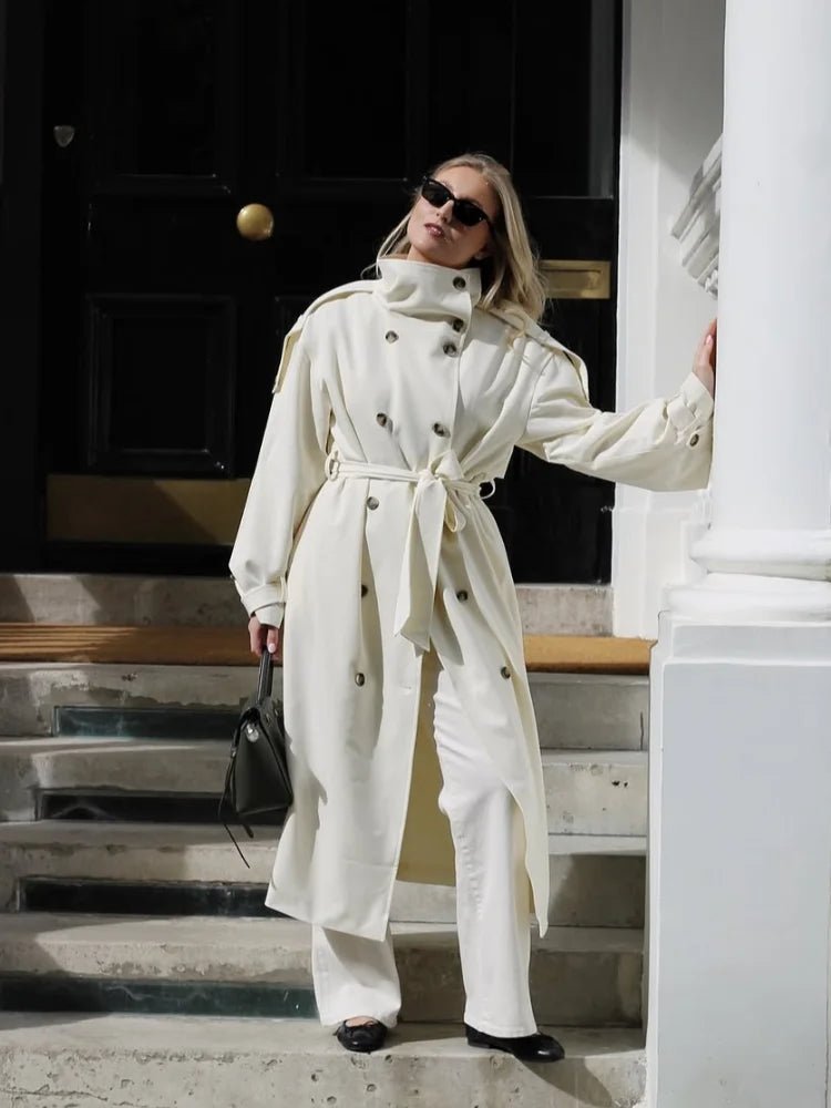 Amanda High Neck Belted Trench Coat