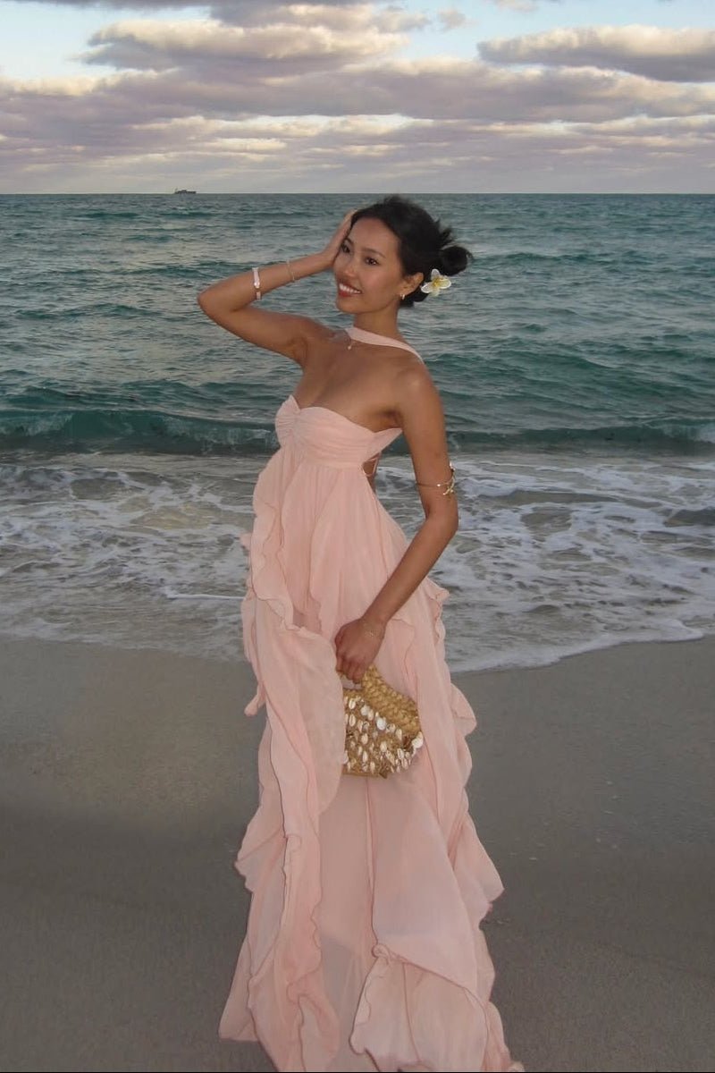 Emmi Strapless Ruffled Maxi Dress