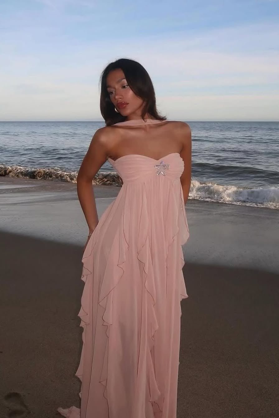 Emmi Strapless Ruffled Maxi Dress