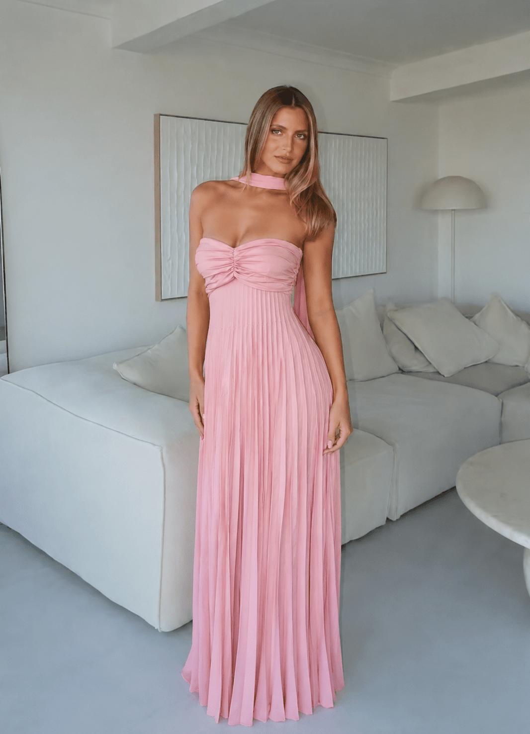 Vestido comprido Kimberly em mesh com lenço