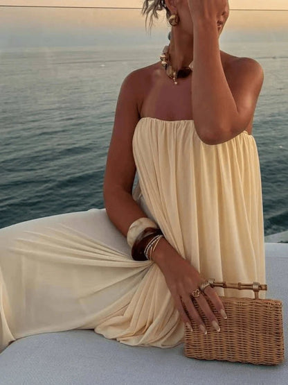 Madison Robe Maxi Plissée Sans Bretelles