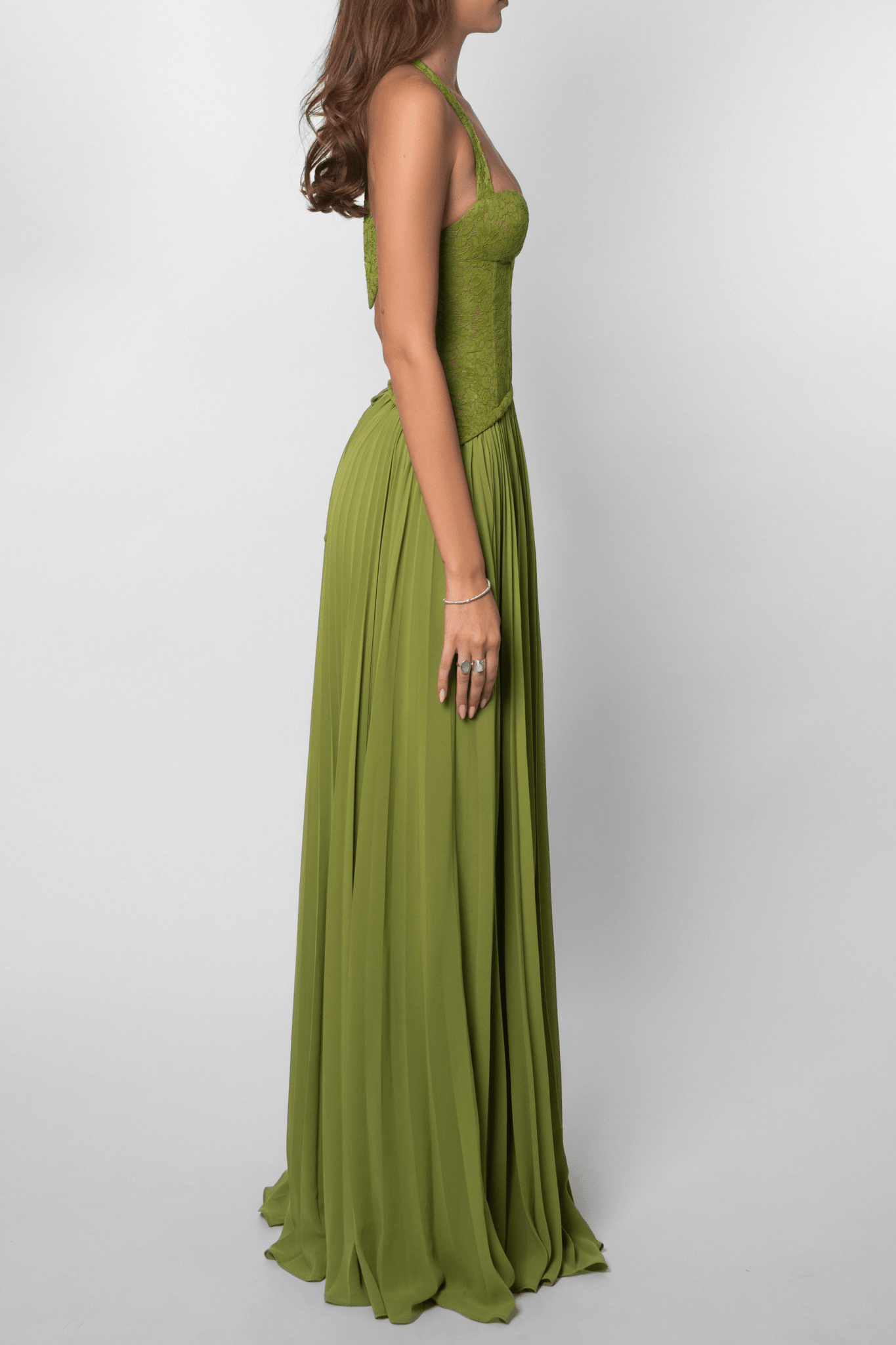 Indra Pleated Corset Maxi Dress