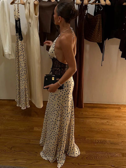 Sophia Polka Dot Halter Maxi Dress