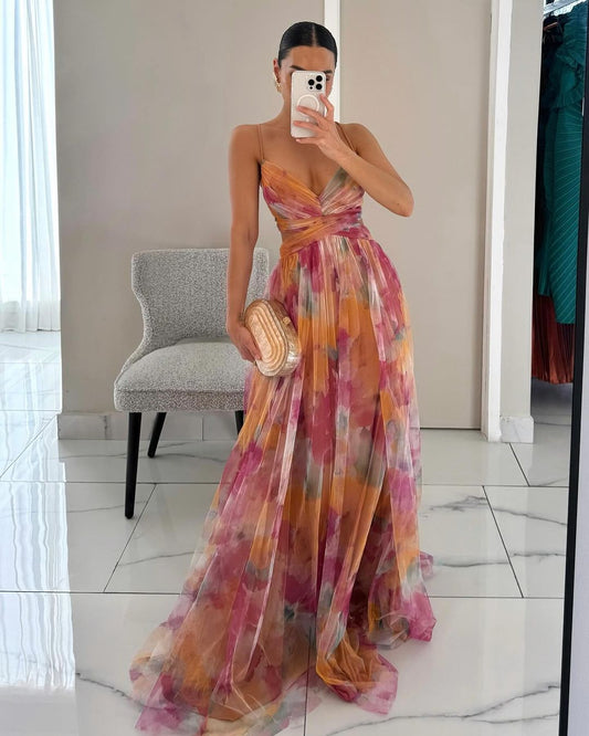 Vestido maxi Briony de malla con flores