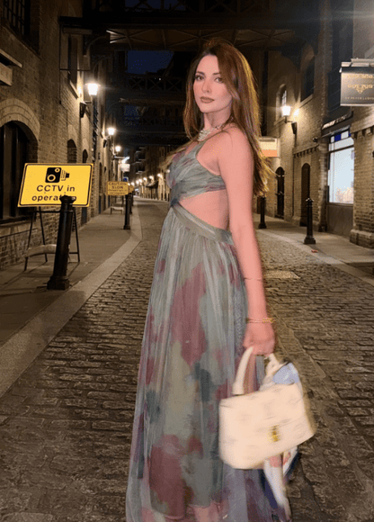 Vestido longo Briony em malha floral