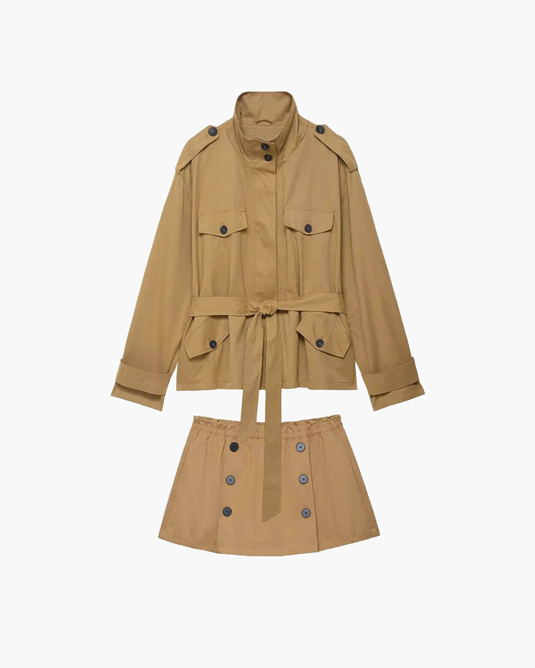 Completo giacca con collo alto e cintura + skort Kate