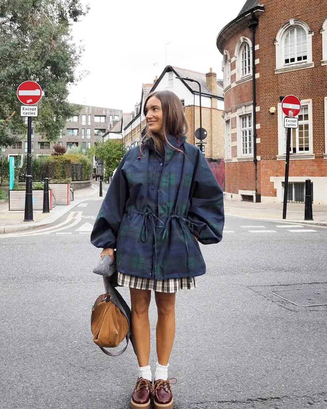 Teresa Oversized Plaid Lace-Up Jacket