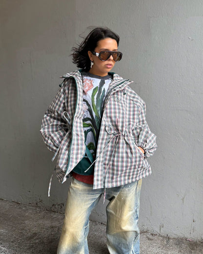 Leah Retro Plaid Hooded Jacket