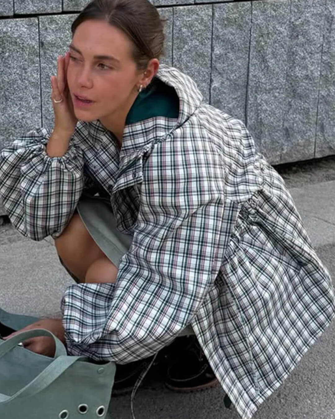 Leah Retro Plaid Hooded Jacket