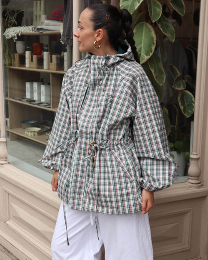 Leah Retro Plaid Hooded Jacket