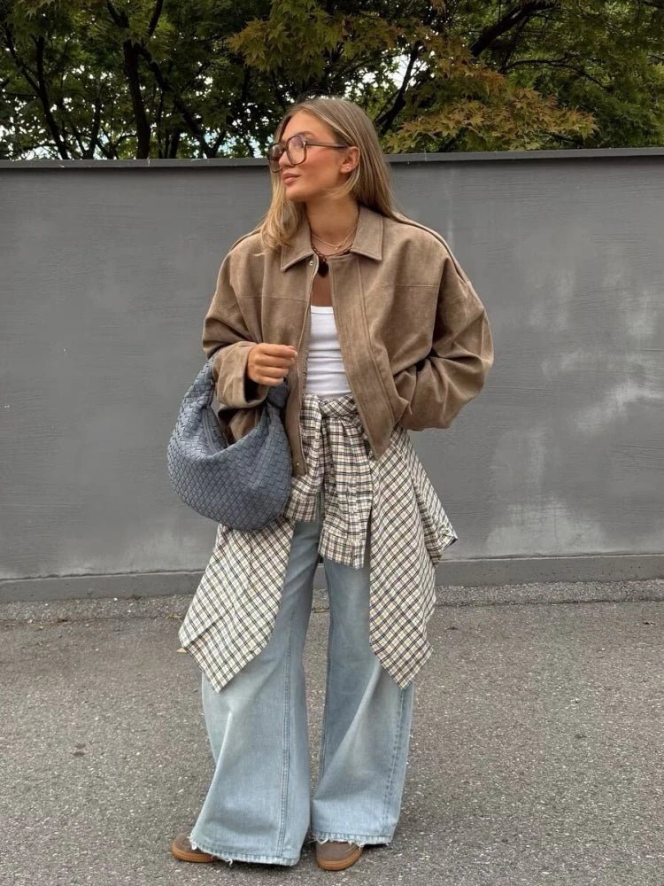 Sandra Suede Oversized Zip Jacket