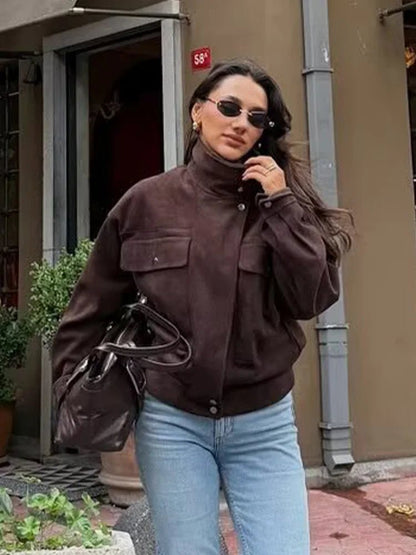 Valerie Vintage Oversized Bomber Jacket