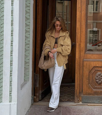 Carla Faux Suede Oversized Bomber Jacket