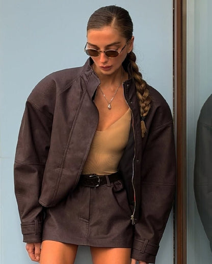 Nina Faux Suede Zip Jacket