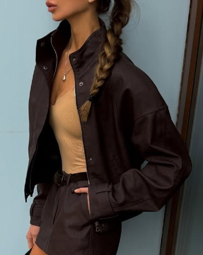 Nina Faux Suede Zip Jacket