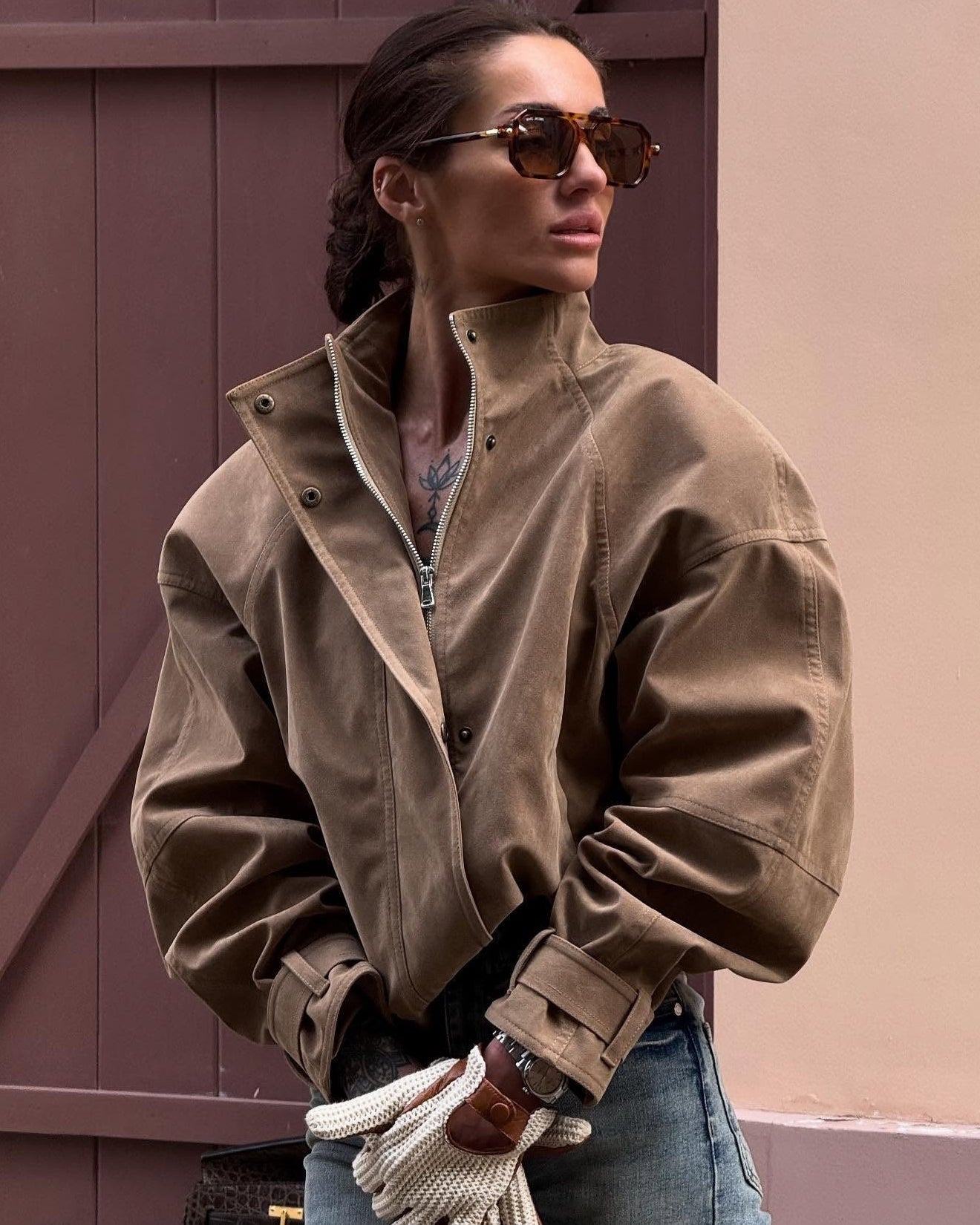 Nina Faux Suede Zip Jacket