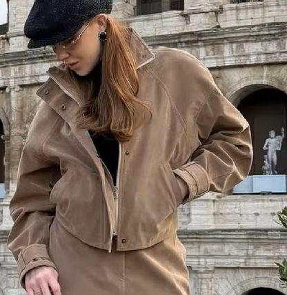 Nina Faux Suede Zip Jacket
