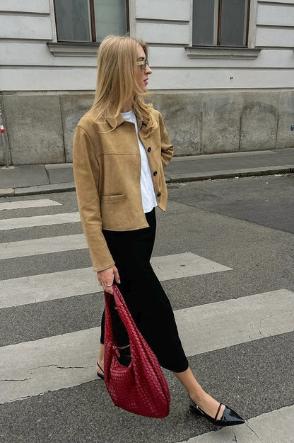 Edie Faux Suede Cropped Jacket