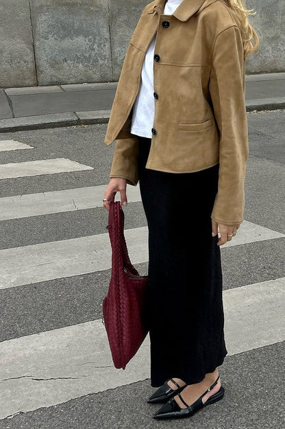 Edie Faux Suede Cropped Jacket