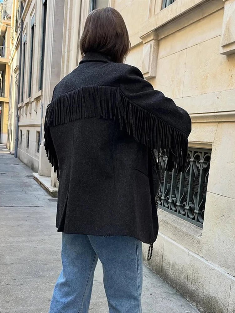 Lena Tassel Trim Bomber Blazer