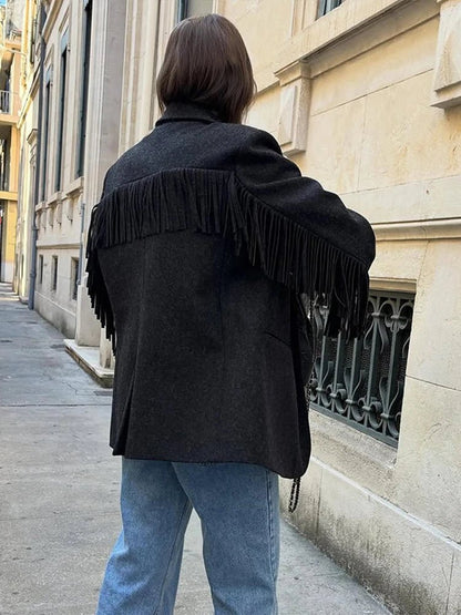 Lena Tassel Trim Bomber Blazer