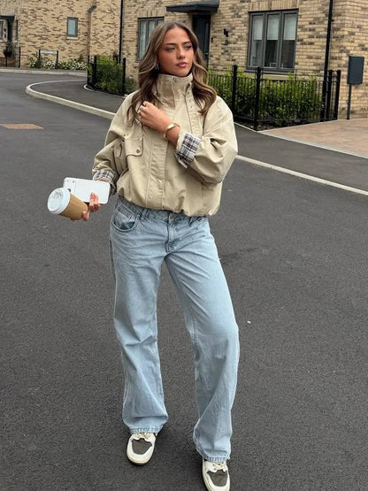 Monica Stand Collar Bomber Jacket