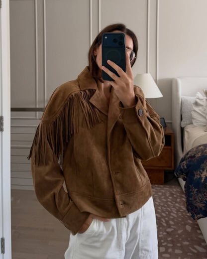Lucy Faux Suede Fringe Western Jacket