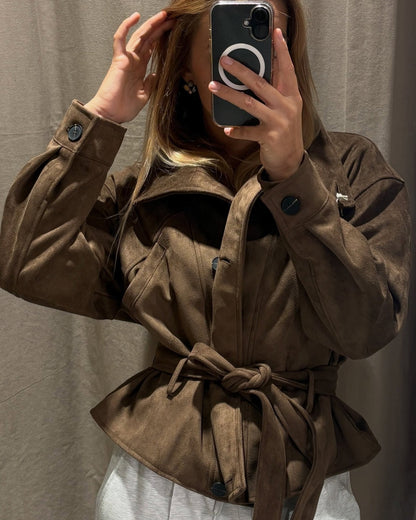 Sarah Faux Suede Lace Up Jacket