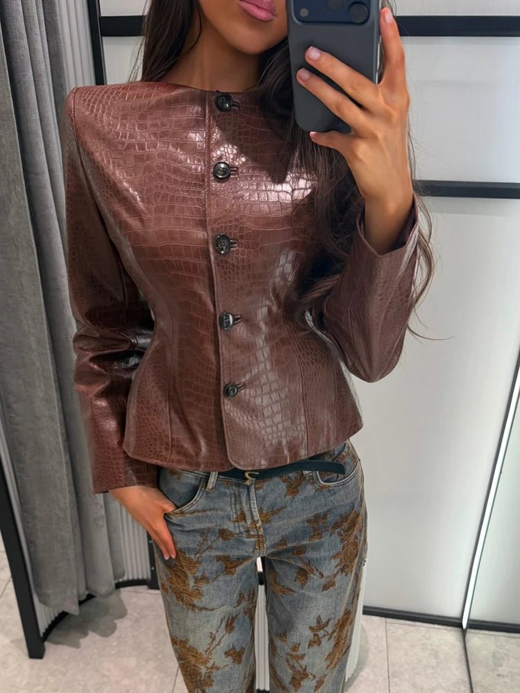 Lola Croc geprägte Kunstlederjacke
