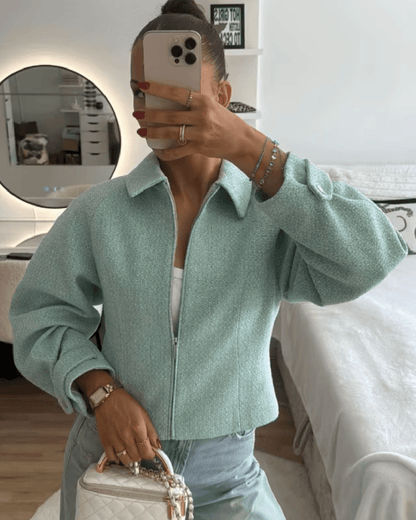 Casaco Curto Tweed Katie com Fecho