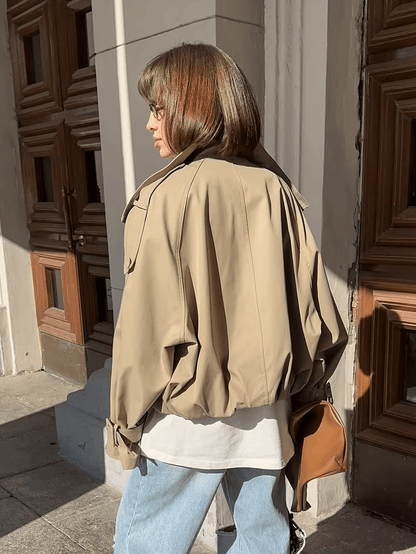 Erica High Funnel Neck Cropped Trench Jacket