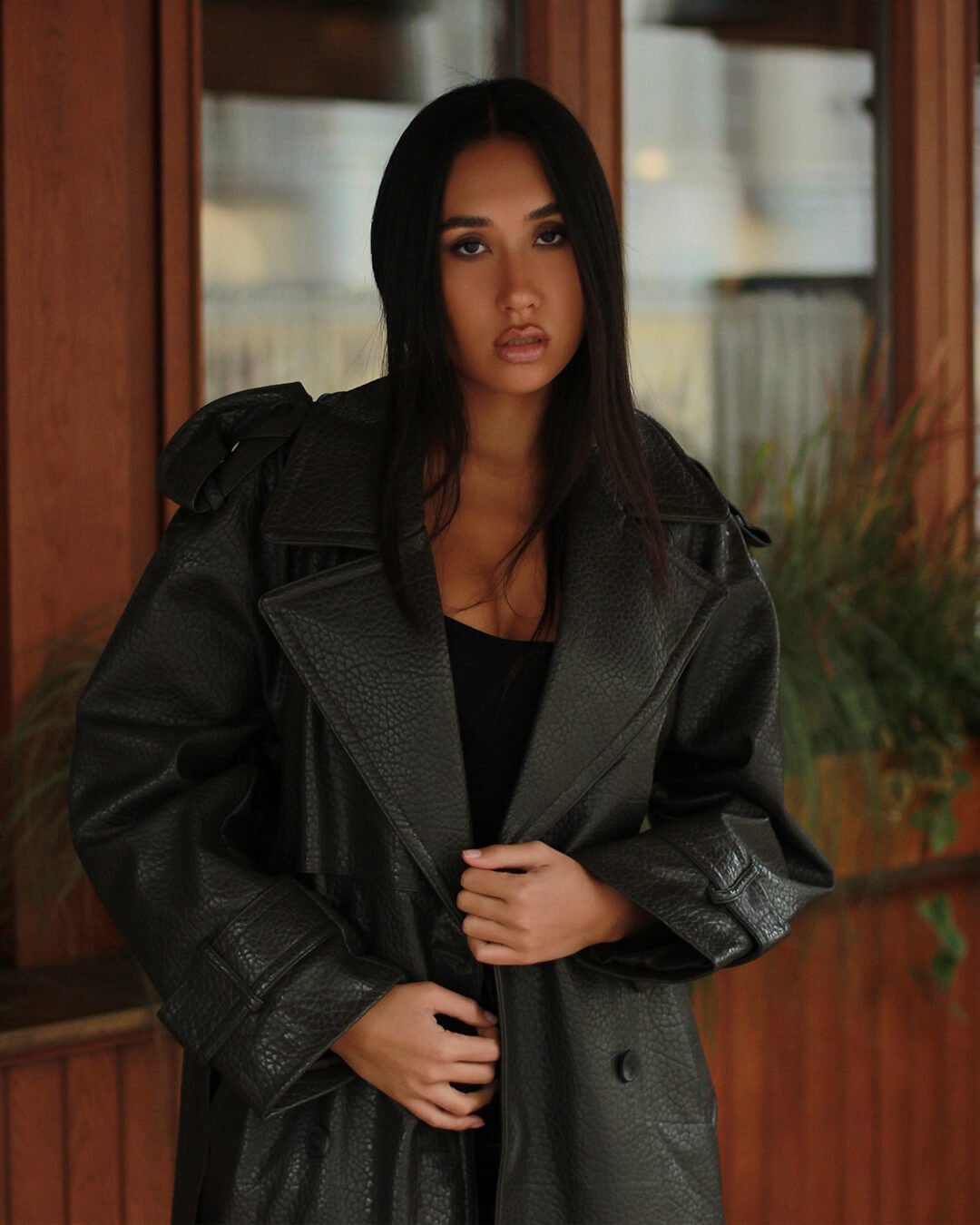 Chaqueta moto larga Kelly en cuero