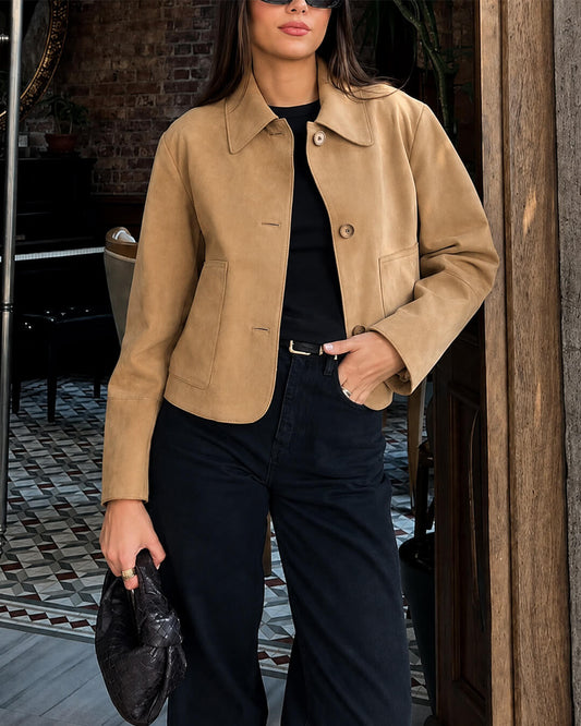 Edie Faux Suede Cropped Jacket