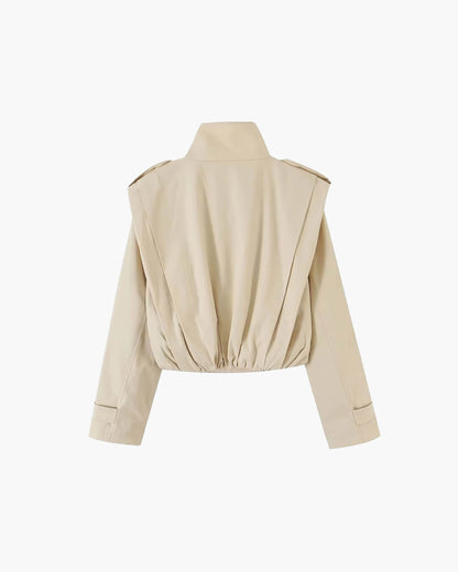 Isabel Pleated High Collar Trench Coat