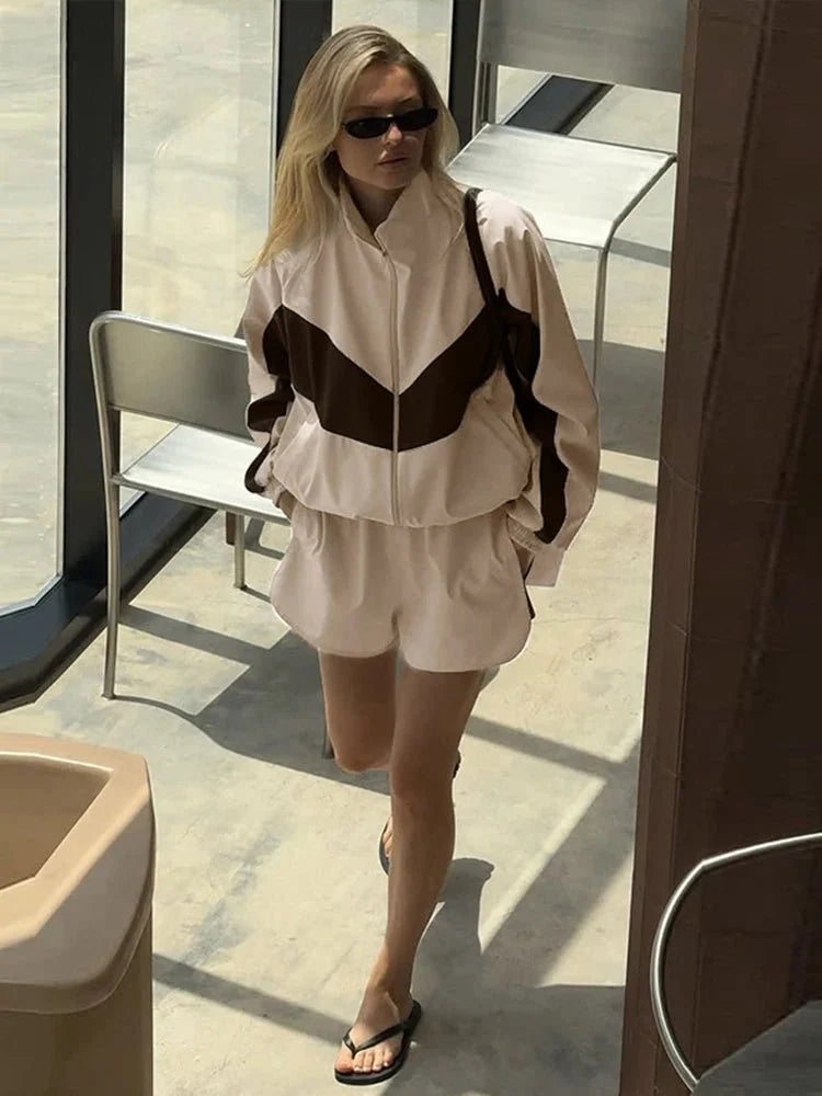Gina Colorblock Jacket Shorts Set