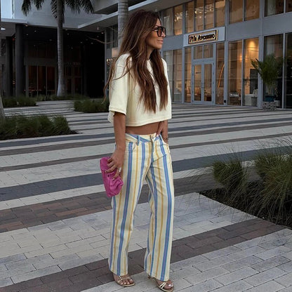 Oria Striped Low-Rise Trousers