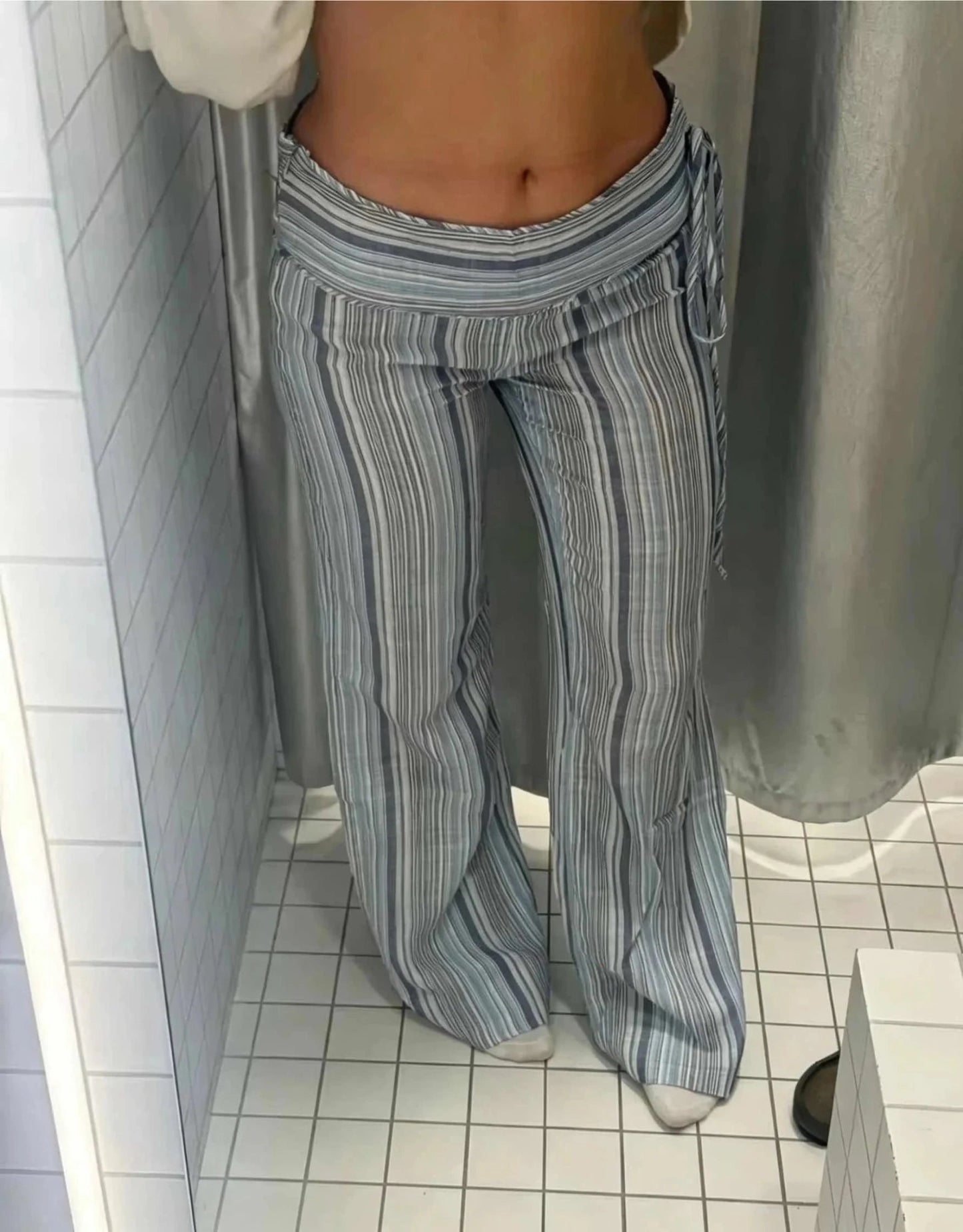 Oria Striped Low-Rise Trousers
