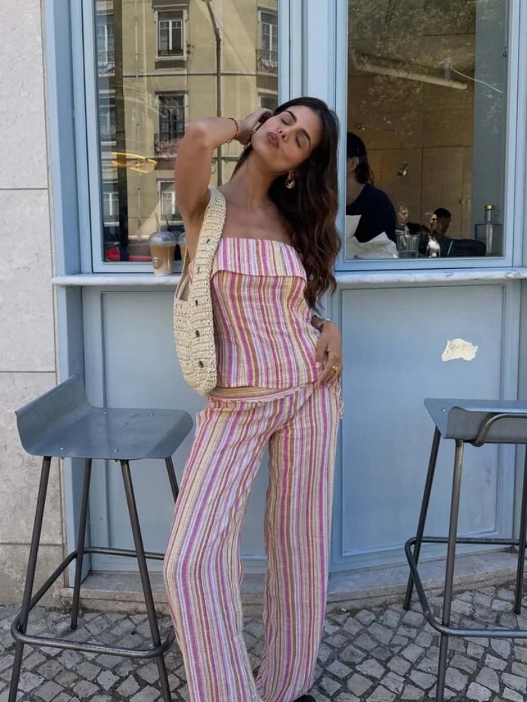 Oria Striped Low-Rise Trousers