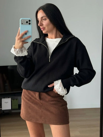 Alice Halb-Reißverschluss Strickpullover