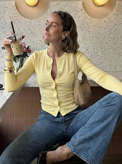 Kate Knopf-Vorne Rippstrick Top
