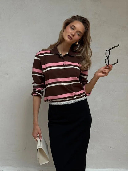 Emily Striped Polo Long Sleeve