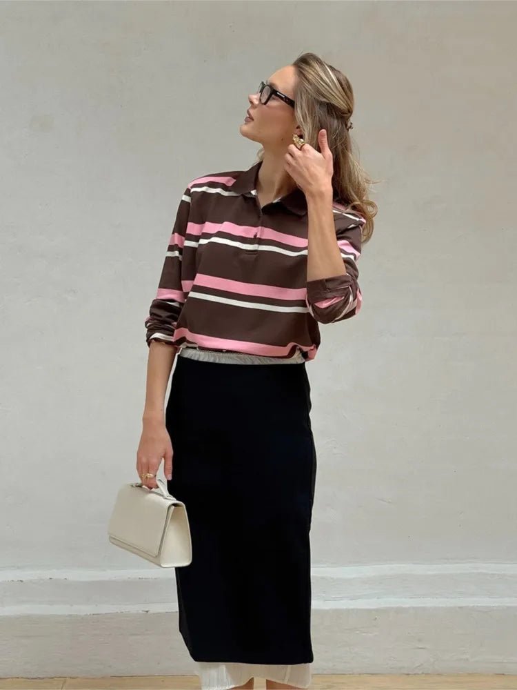 Emily Striped Polo Long Sleeve
