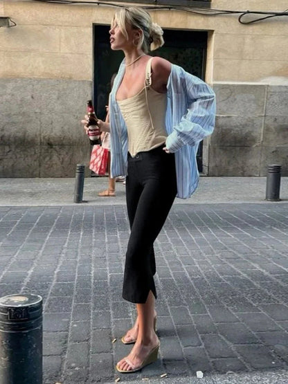 Pantaloni activewear Capri neri Xanthe