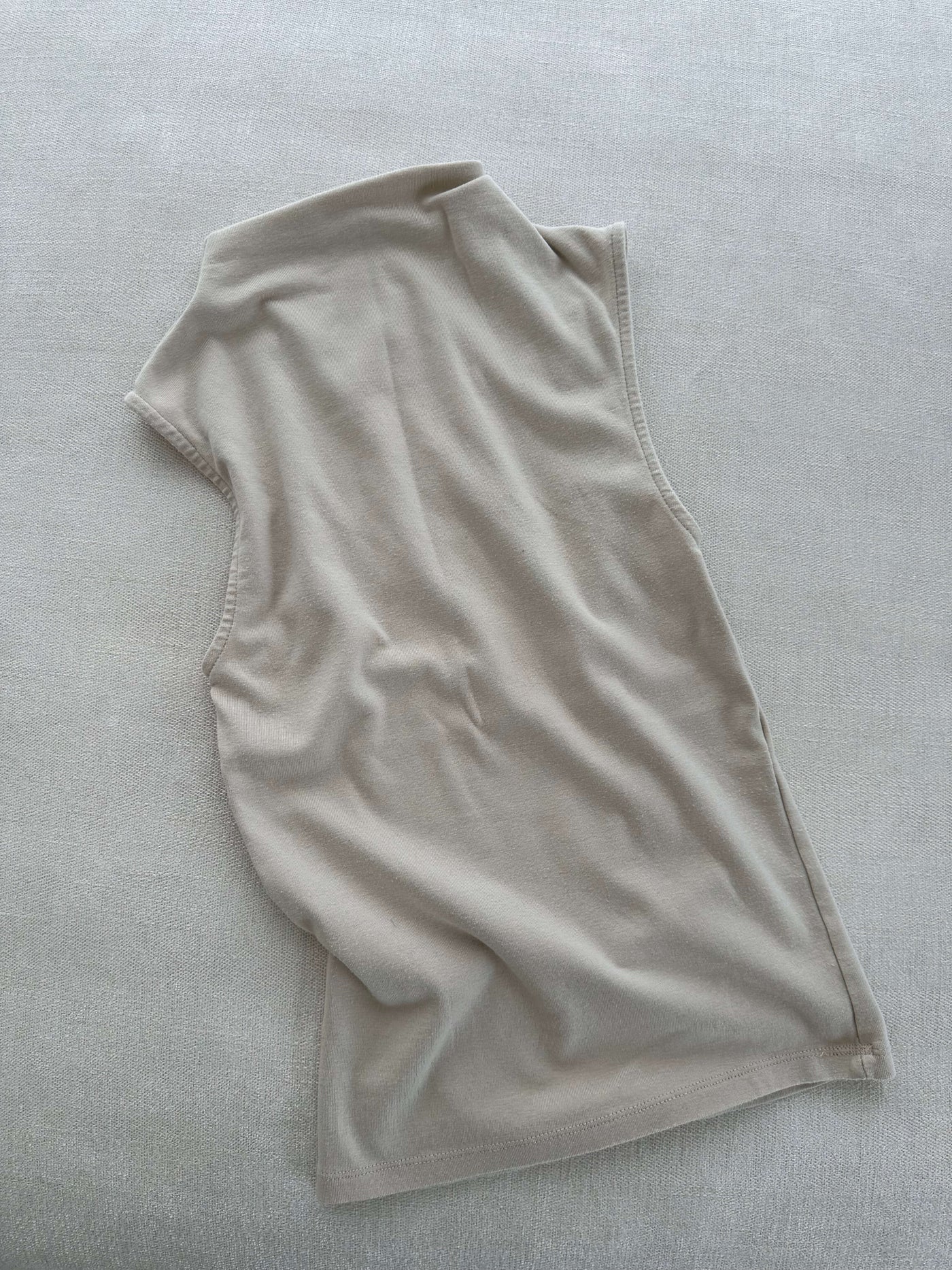 high neck beige top